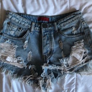 distressed cutoff denim shorts